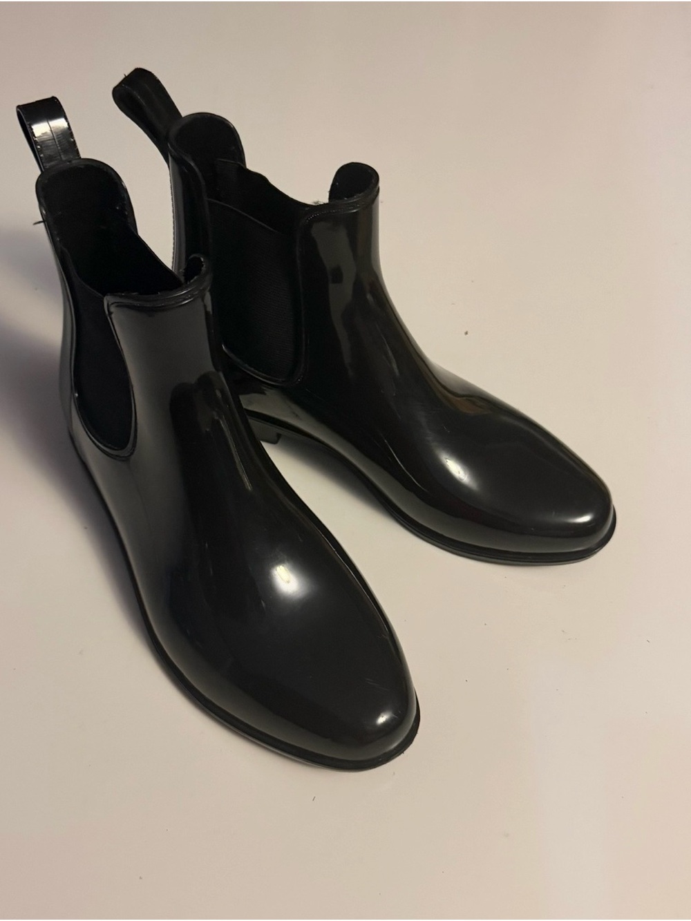 Women Black Chelsea Rain Boots - Size 7